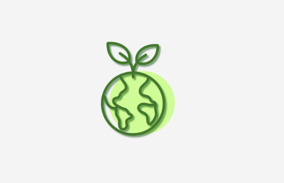 Ikona zielonej ziemi, z wyrastającymi z niej dwoma liściami