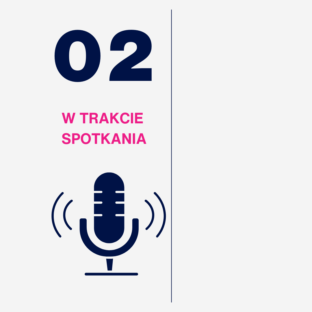 Infografika: 02, w trakcie spotkania, ikona mikrofonu